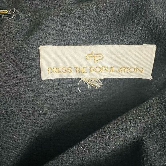 Dress The Population Womens Black Fringe Rory Midi Sheath Dress Size XL NWOT - Picture 8 of 11